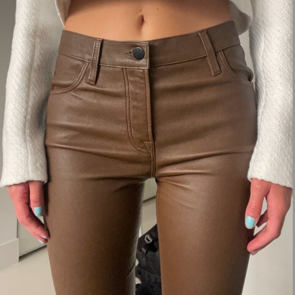 J Brand Leather Brown Skinny Legged Pants - Picture 2 of 5